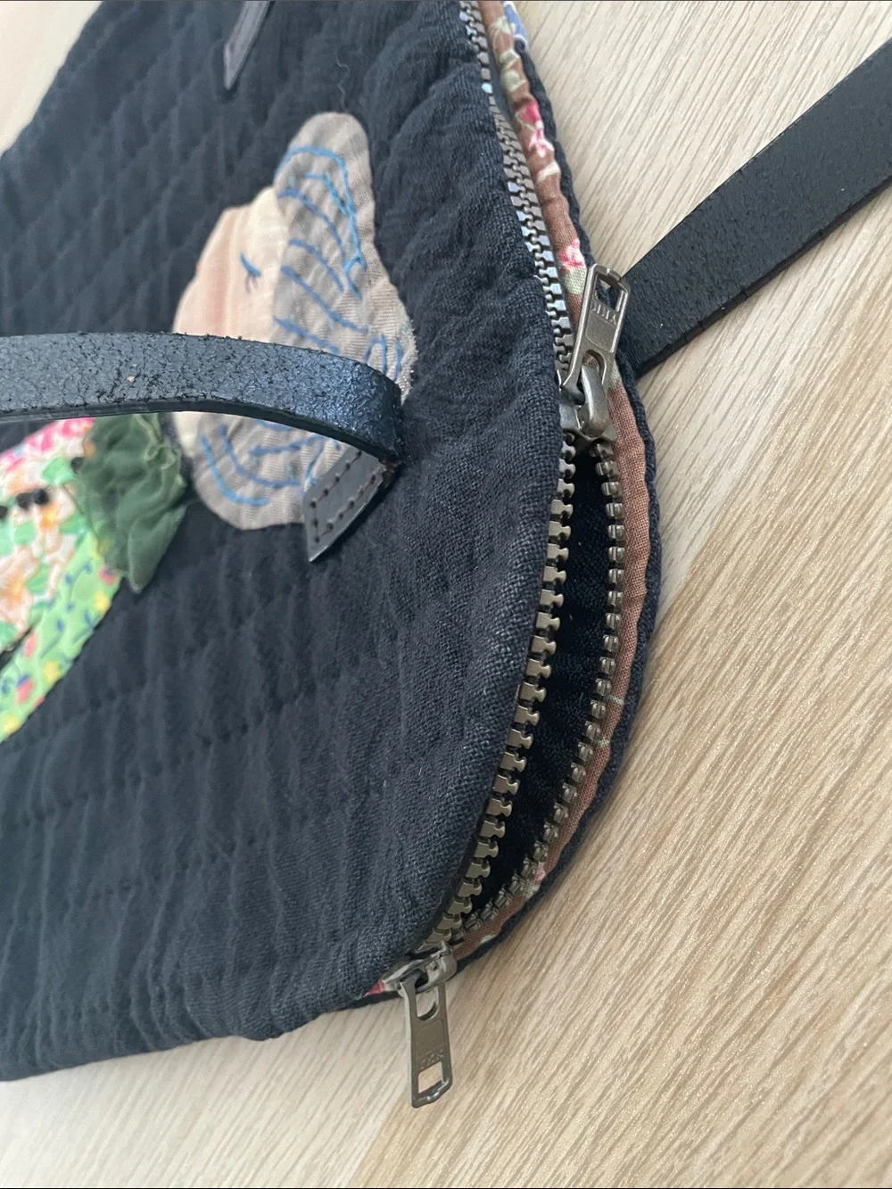 One-of-a-Kind Quilted Tote with Colorful Floral Doll Appliqué